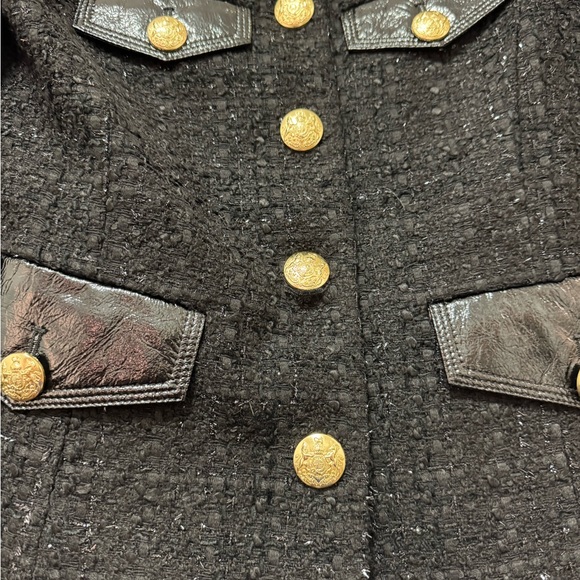 Veronica Beard Elegant Black Tweed Jacket with Gold Military Buttons Size 8 - Picture 7 of 10